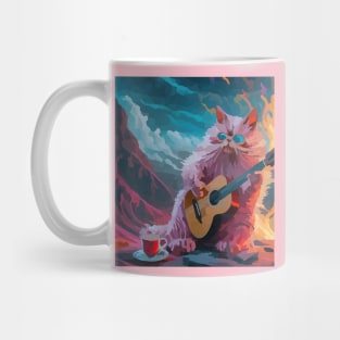 coffee drinking and guitar cat Mug